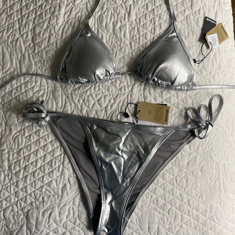 Metallic Silver String Bikini